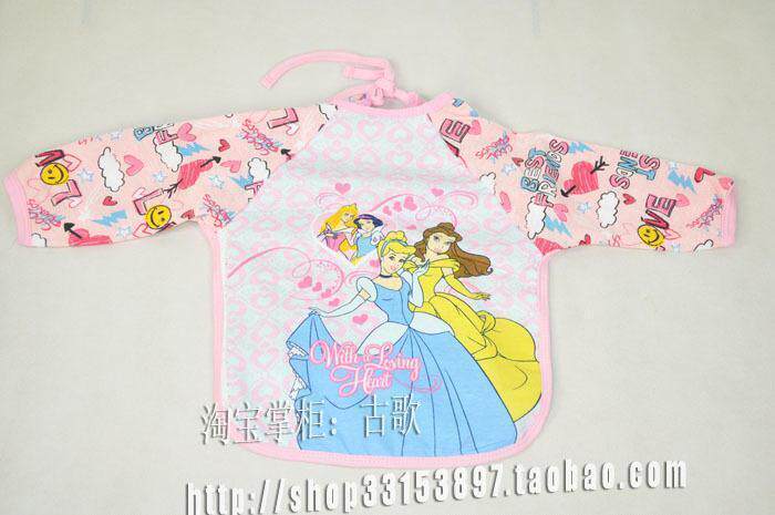 disney等外贸卡通图案粘扣式防水罩衣/围兜/吃饭衣