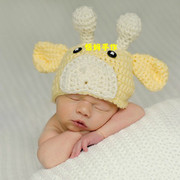 手工编织儿童帽子宝宝帽子小牛，帽小鹿帽动物帽欧美流行拍摄道具
