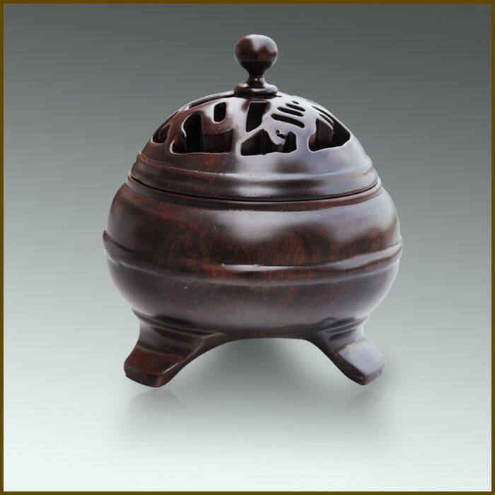 商城热卖*东阳木雕*佛教用品*黑檀木雕*吉祥如意*红木香炉TT210