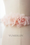 手工订制作花朵新娘结婚礼服婚纱腰带蓝黑浅粉红米白象牙色配饰品