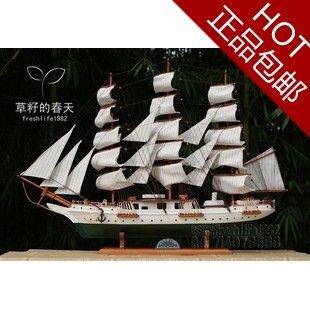 精美实木手工帆船模型90cm丹麦号 时尚商务礼品 一帆风顺船模