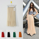 夏雪纺半身裙 雪纺长裙 裙子 半身长裙 百褶长裙b3049