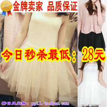 春装2012新款春款连衣裙黑色蕾丝网纱裙打底短裙子吊带蓬蓬裙女夏