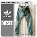 吴彦祖最爱Diesel Adidas三叶草合作款磨白直筒修身牛仔裤 A710