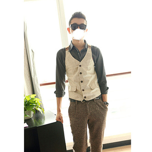  包邮秋新款男装 型男士马夹韩版修身奢华时尚西装马甲休闲装