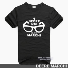【5折】DEERE MARCHI莱卡大框眼镜LOGO男士短袖T恤 DM125黑