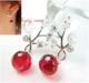 华贵石榴石水钻耳钉