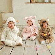 婴儿冬装动物造型哈衣加厚夹棉卡通，连体衣宝宝外出爬服新生儿包脚