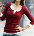  茵曼品牌女装  衣服韩版圆领性感长袖中大码T恤打底衫胖瘦合适