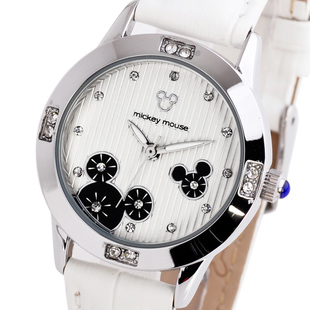  正品米奇手表迪士尼女表韩版潮流学生表韩国时尚水钻表皮带复古表