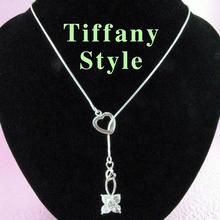 2 en el gran especial de circón 925 de plata en forma de corazón colgante de collar de Tiffany collar de Tiffany