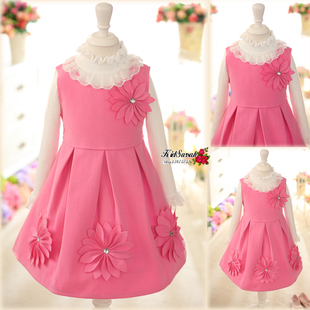  特价童装女童新年装红色公主裙/冬季连衣裙/儿童背心裙呢绒冬裙