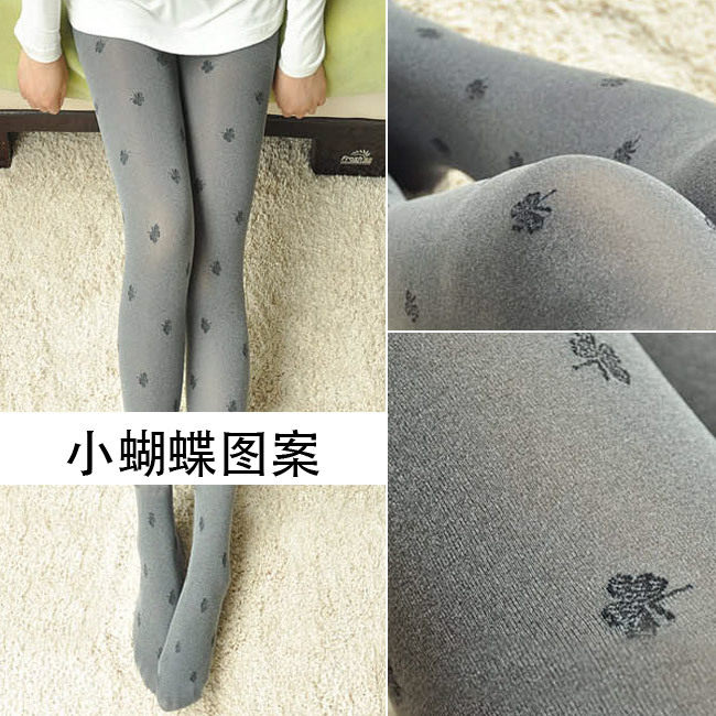 2012原单 麻灰色 蝴蝶 提花连裤袜 打底裤袜