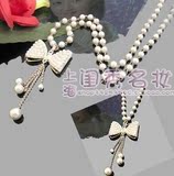 Y531 sl 日韩国饰品珍珠蝴蝶结毛衣链