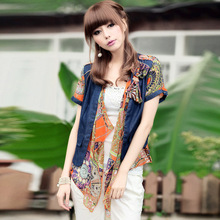包邮2012女装新款牛仔拼接修身显瘦高档短外套夏季欧美范韩版