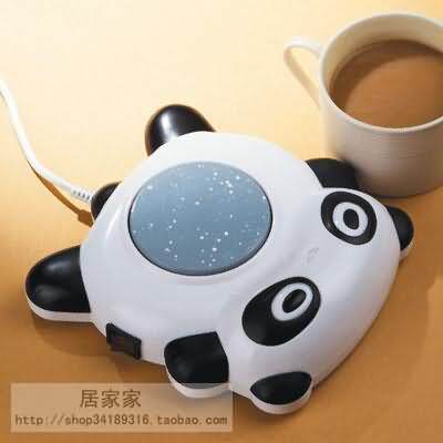 D4013 简家 三金冠 小熊猫电热保温碟 可爱实用