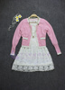 春季女士圆领羊绒衫短款粉红色甜美蝴蝶结长袖小外套高腰开衫