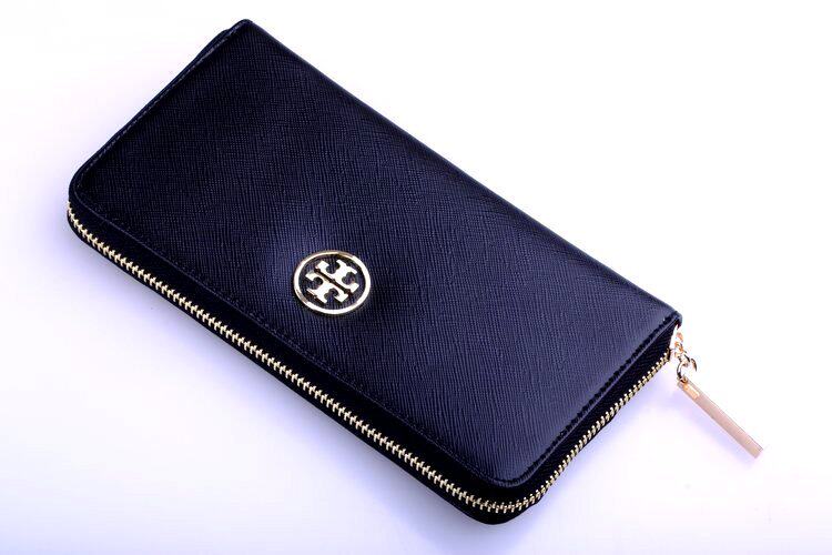TORY BURCH 托里伯奇牛皮<span class=H>女</span>士十字纹<span class=H>钱包</span>无理由退换  黑色 小LOGO