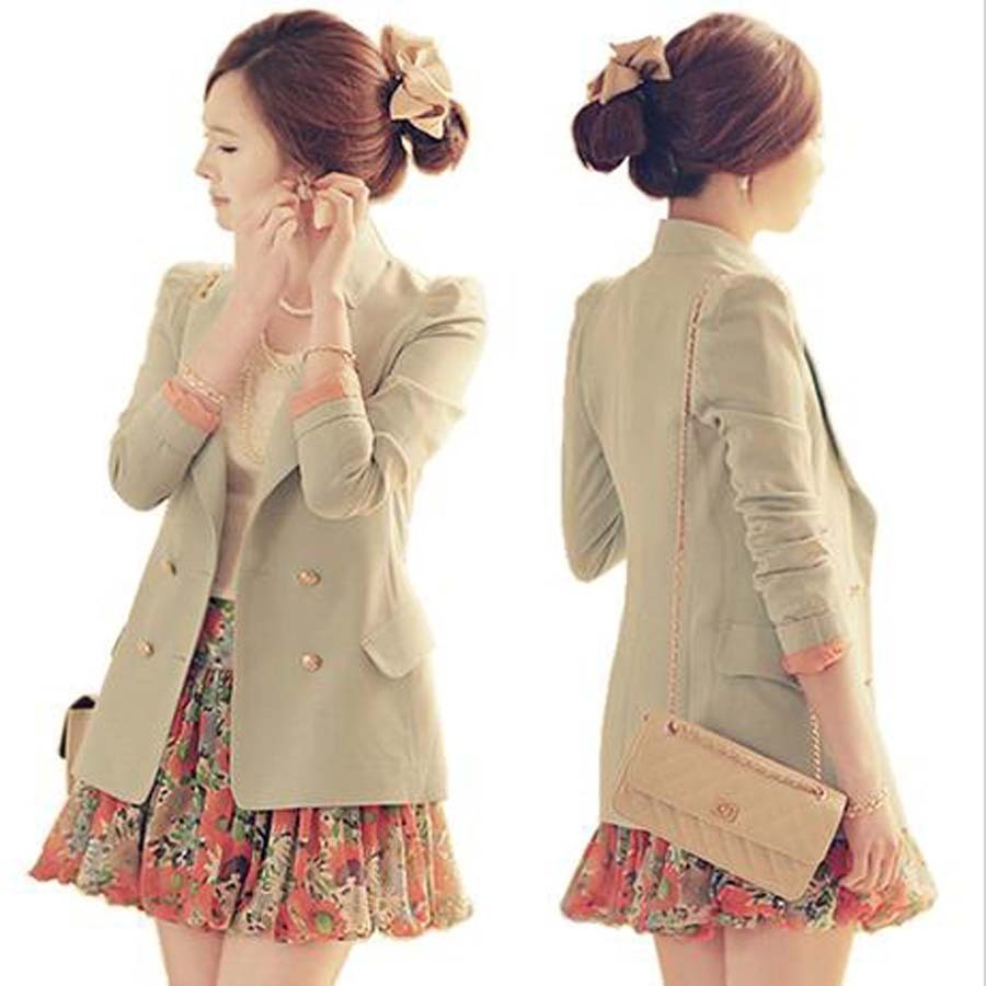 复古双排扣修身小西装...