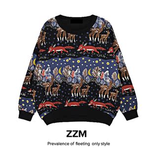  欧美森女式款装stylenanda韩国版日本系原宿风毛套头衫毛卫衣绒衫
