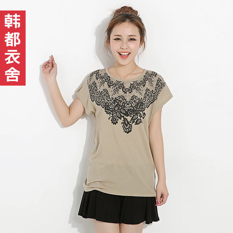 韩都衣舍<span class=H>季候</span><span class=H>风</span>2012夏正品新款女装中长款圆领修身T恤HX1026