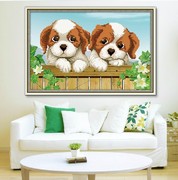 3d精准印花十字绣小伙伴动物，两只小狗客厅系列大幅大画