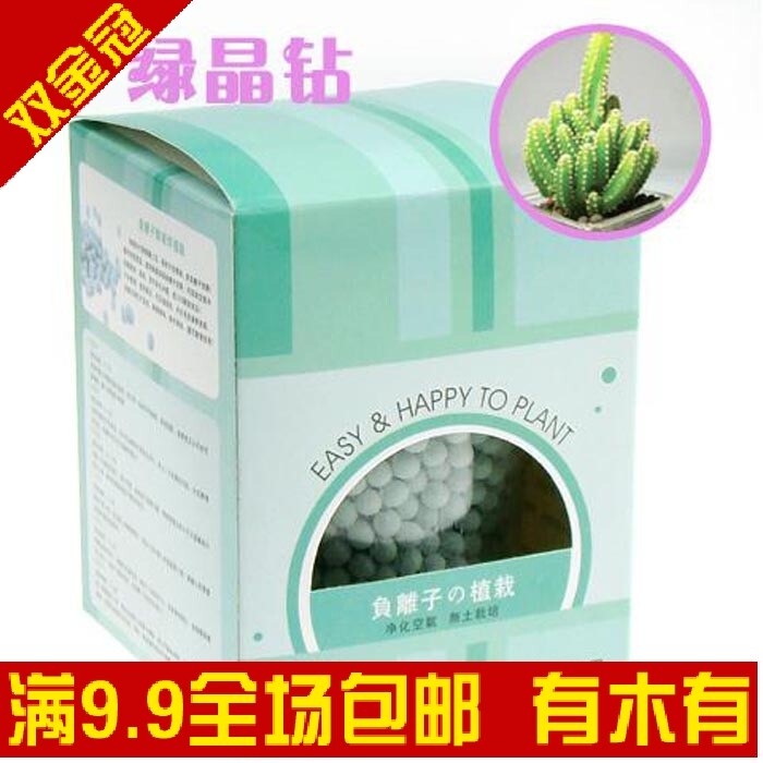 DIY花草植物种植-陶碳球-负离子の植栽 创意盆栽 （绿晶钻）