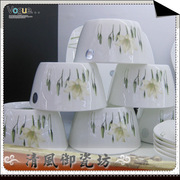 景德镇陶瓷器骨瓷餐具套装特优级56头韩式方型碗 无忧草