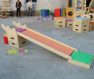 早教 木制体能训练滑梯益智玩具 婴幼儿感统训练器材组合SJ