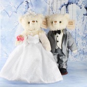 林海博婚纱泰迪熊结婚熊情侣(熊情侣，)对熊毛绒(熊毛绒)布艺玩具压床娃娃送礼物