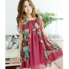 【促】『185g』&紫红HQ1091&09夏热卖购新品淑女雪纺连衣裙