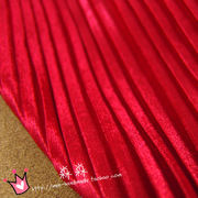 服装布料喜庆大红色柔软风琴，褶压皱金丝绒，百褶半裙婚宴面料