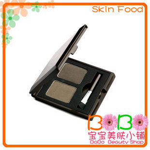 宝宝诚心推荐 Skin food 巧克力眉粉 1# 卡其灰/黑色  真的好用~