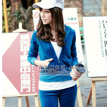 2012春秋天鹅绒韩国休闲厚 卫衣套装修身纯色运动套装 女款秋冬装