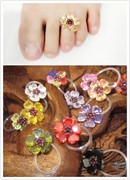 脚戒指指环女 花朵 水晶 脚趾戒指 脚指环  时尚饰品 锆石水晶花