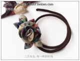花枝俏布艺花盘发棒/盘发器/发饰/彩色格子/蓝色格子