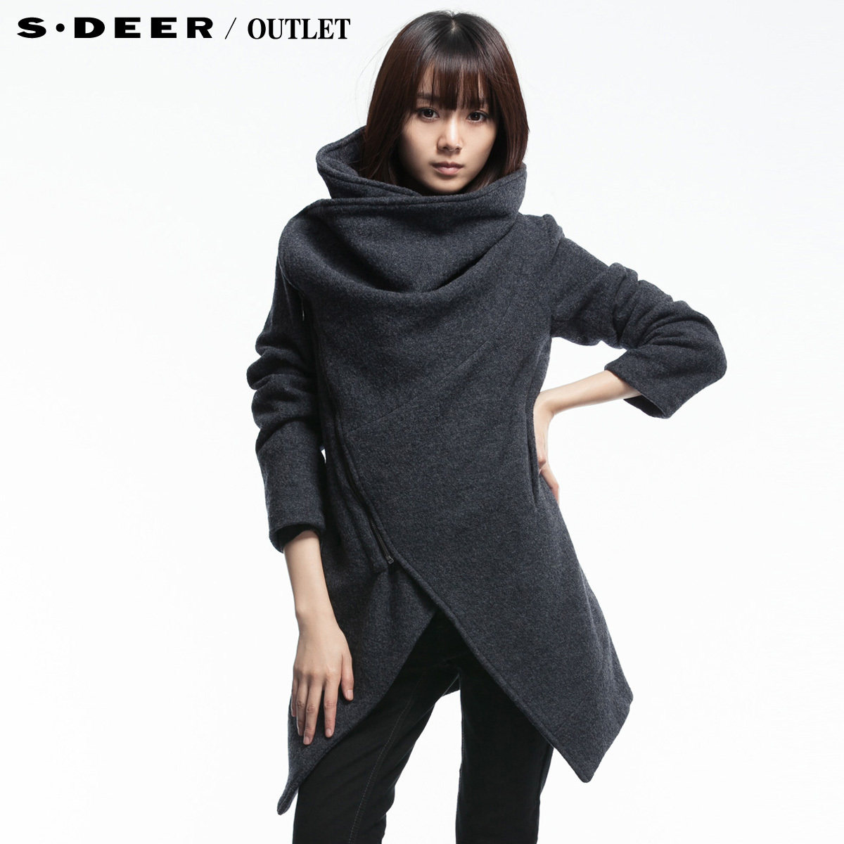 【多折3】<em>sdeer</em>圣迪奥<em>女装</em>冬装 设计感斜襟毛