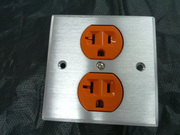 高级2位铝合金面板入墙插 美标橙色电源插座芯 插座 86型