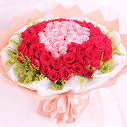 红玫瑰粉玫瑰99朵花束 生日鲜花求婚派对送花上海同城鲜花速递
