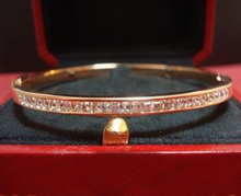 Cartier Cartier Cartier llena de oro rosa de 14 quilates de diamantes pulsera de oro no se apaga