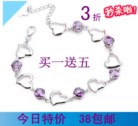 包邮 925纯银手链 银手链 女 浪漫爱