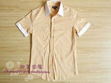 欧美原单正品soyaconcept 休闲条纹 纯棉短袖衬衫 制服工作服