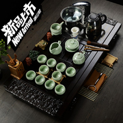 功夫茶具套装紫砂壶，黑檀木实木茶盘电磁炉茶具，四合一抽水