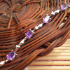 紫色花藤天然紫水晶手链，女925纯银，镀白金镶嵌宝石手链子银饰品