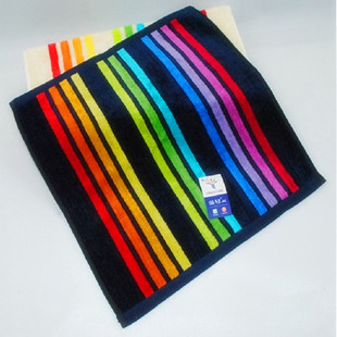 金号纯棉彩虹条方巾，抹手巾，全棉割绒方巾柔软g6560
