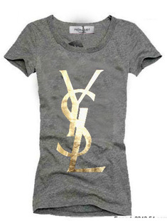  Yves Saint Laurent 女式短袖T恤烫金箔款YSL字母