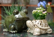 花婆婆欧式陶瓷花盆，田园风卡通陶瓷，花盆青蛙王子和乌龟