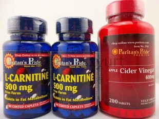  包邮! 普瑞丁登 左旋肉碱2瓶+苹果醋酸 美国Puritan's Pride减肥
