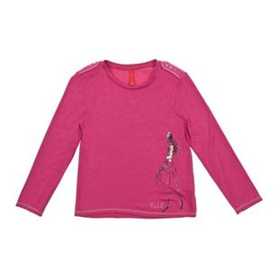 法国童装外贸出口女童莫代尔打底衣，长袖t恤桃红，浅灰色4-14a可亲子