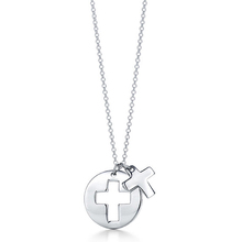 Bank of New artículos de moda de comercio [Tiffany] Especial de clase A de dos piezas plateado collar de cruz